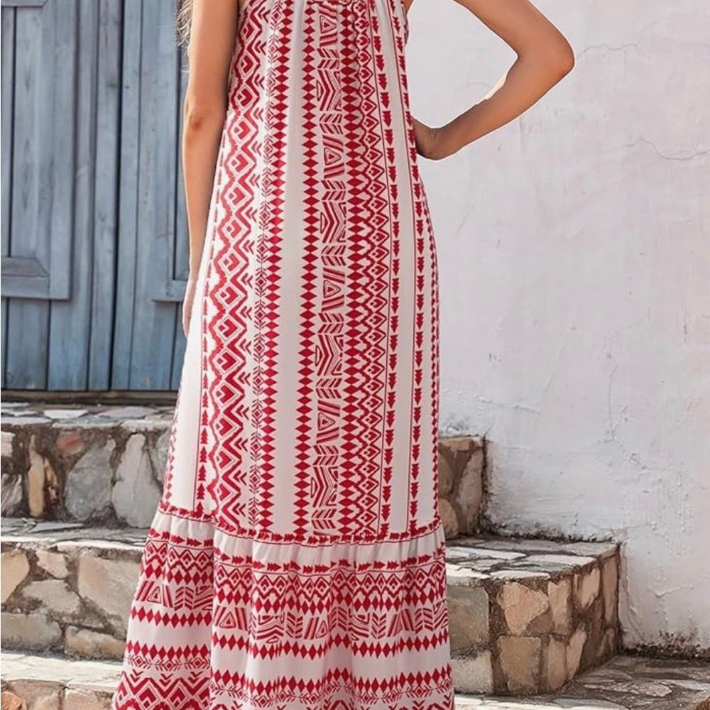Dokotoo Boho Red & White Maxi Dress - Picture 2 of 11
